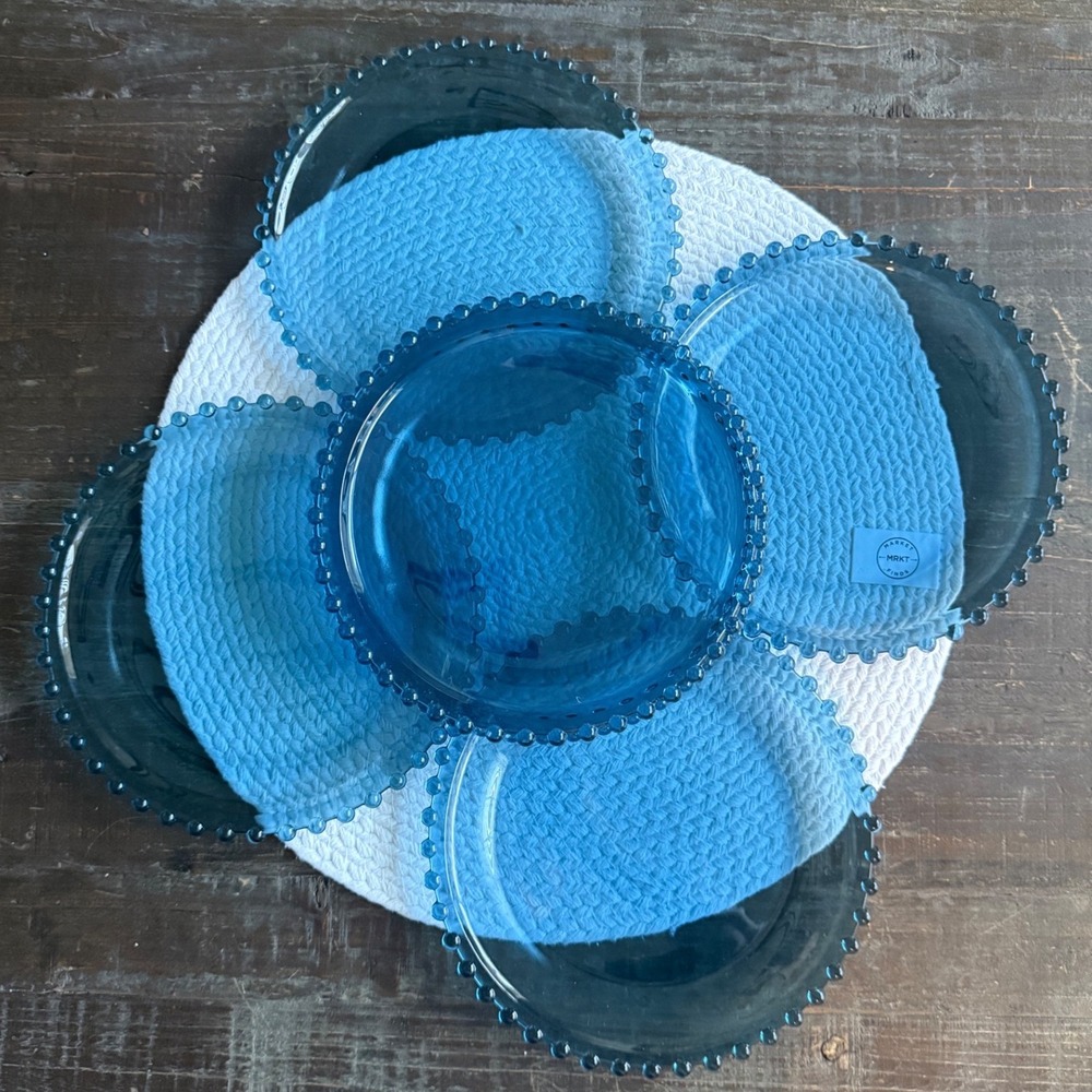 Candlewick Salad Luncheon Plate Set of 6‎ MCM Teal Blue 8" Rare